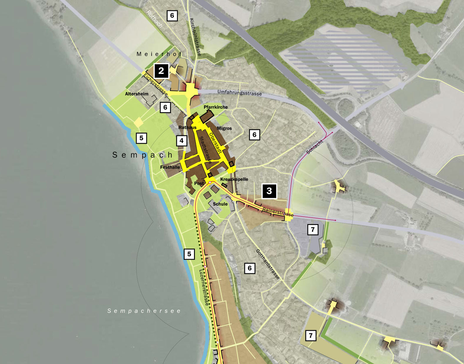Stratégie de densification urbaine, image directrice et révision du plan d'aménagement, Sempach